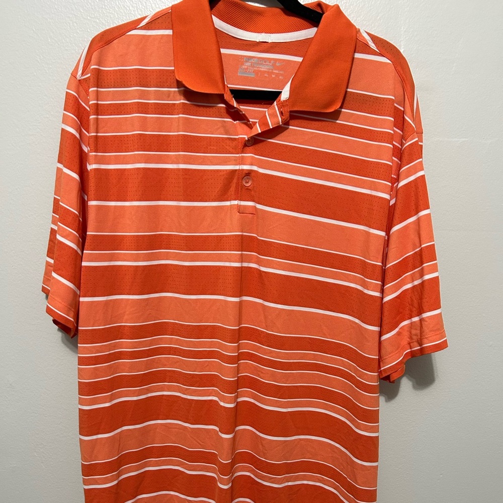 Nike Golf Tour Performance Polo - Dri-Fit - Orange Striped - 2XL - Gently Used